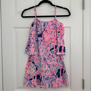 Lilly Pulitzer Girls Pelican Pink Head In The Sand Jaci Dress Large 8-10 Floral